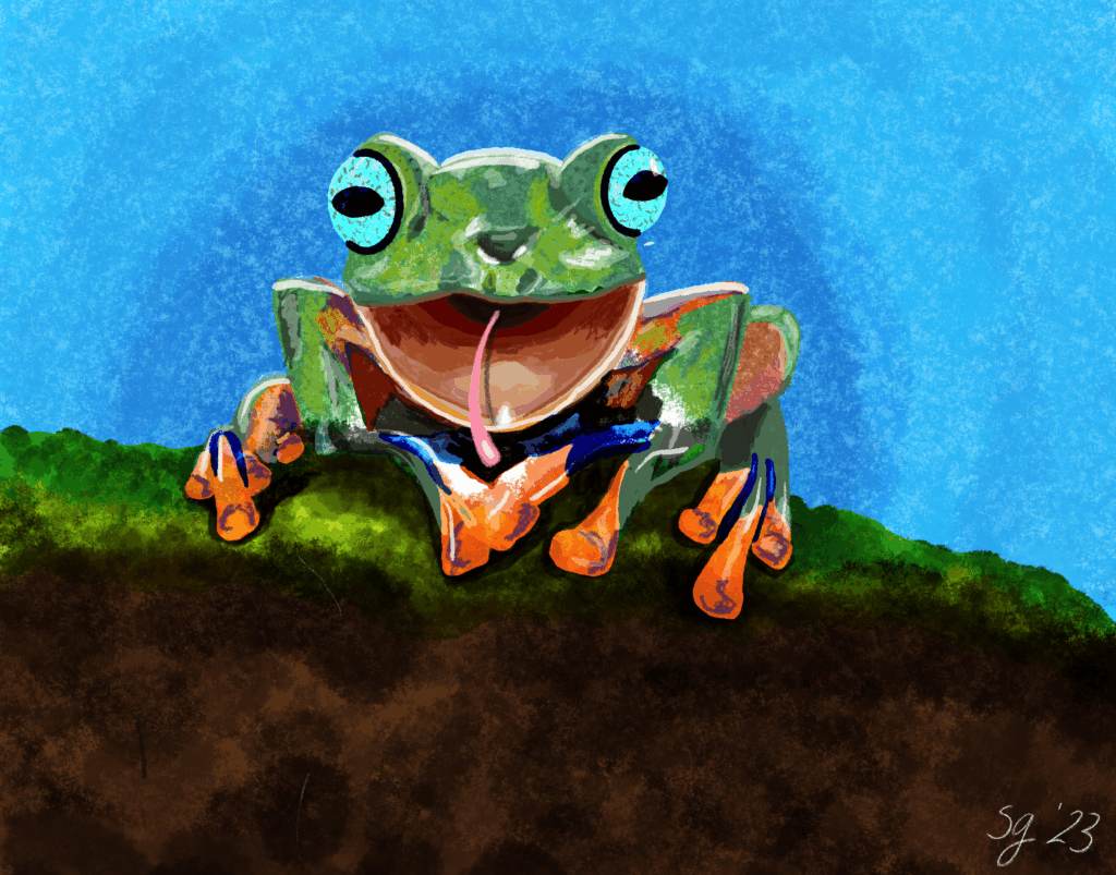 bright green frog