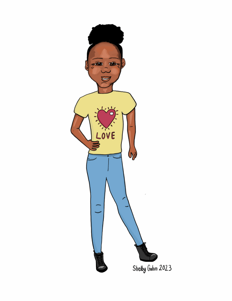 little black girl with heart shirt